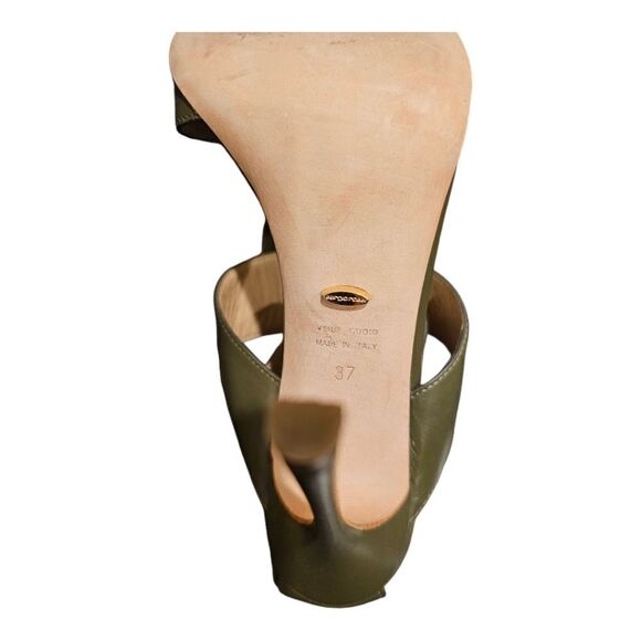 SERGIO ROSSI Olive/Tortoise‎ Sandals Heels - Size 37/7 - Picture 7 of 9